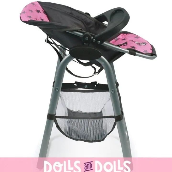 Chaise haute pour poupées jusqu'à 55 cm - Bayer Chic 2000 - Etoiles grises