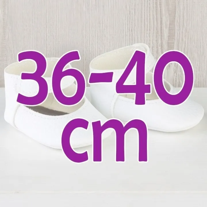 Compléments pour poupée Así 36 à 40 cm - Chaussons blancs pour poupée Guille, Koke et Nelly