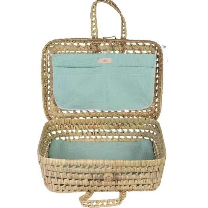 Compléments pour poupée Asi - Así Dreams - Valise en feuilles de palmier avec mousseline verte