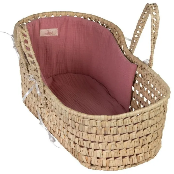 Compléments pour poupée Asi - Así Dreams - Nacelle en feuilles de palmier avec mousseline rose