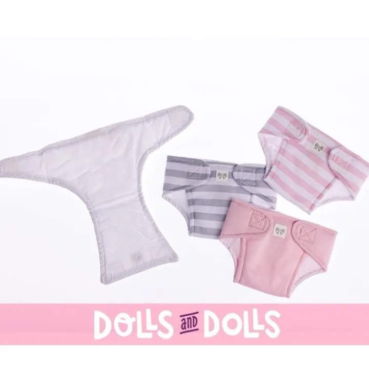 Compléments pour poupée Berenguer Boutique 36 cm - Pack de 4 Couches - Rose
