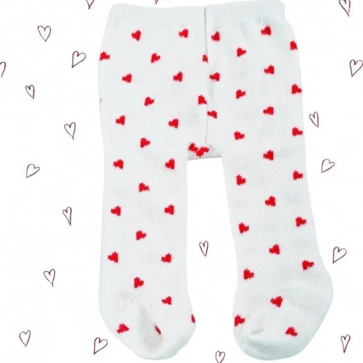 Compléments pour poupée Götz 36-50 cm - Collants blanc cassé avec coeurs