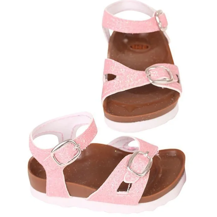 Compléments pour poupée Götz 42-50 cm - Sandales rose pailleté