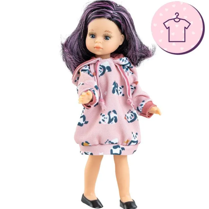 Ensemble pour poupée Paola Reina 21 cm - Las Miniamigas - Maria José - Robe rose avec pandas