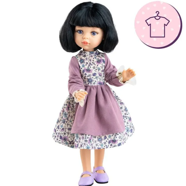 Ensemble pour poupée Paola Reina 32 cm - Las Amigas Articulée - Carina - Robe violette à fleurs