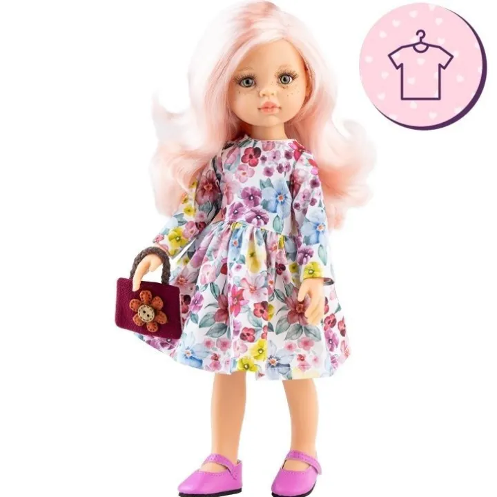 Ensemble pour poupée Paola Reina 32 cm - Las Amigas - Robe Rosa à fleurs et sac