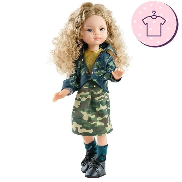 Ensemble pour poupée Paola Reina 32 cm - Las Amigas - Ensemble imprimé militaire Manica