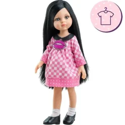 Ensemble pour poupée Paola Reina 32 cm - Las Amigas - Robe à carreaux Carina avec baiser