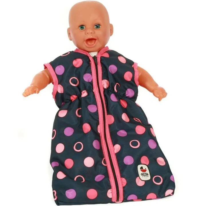 Gigoteuse pour poupées jusqu'à 55 cm - Bayer Chic 2000 - Rose et Marine avec cercles