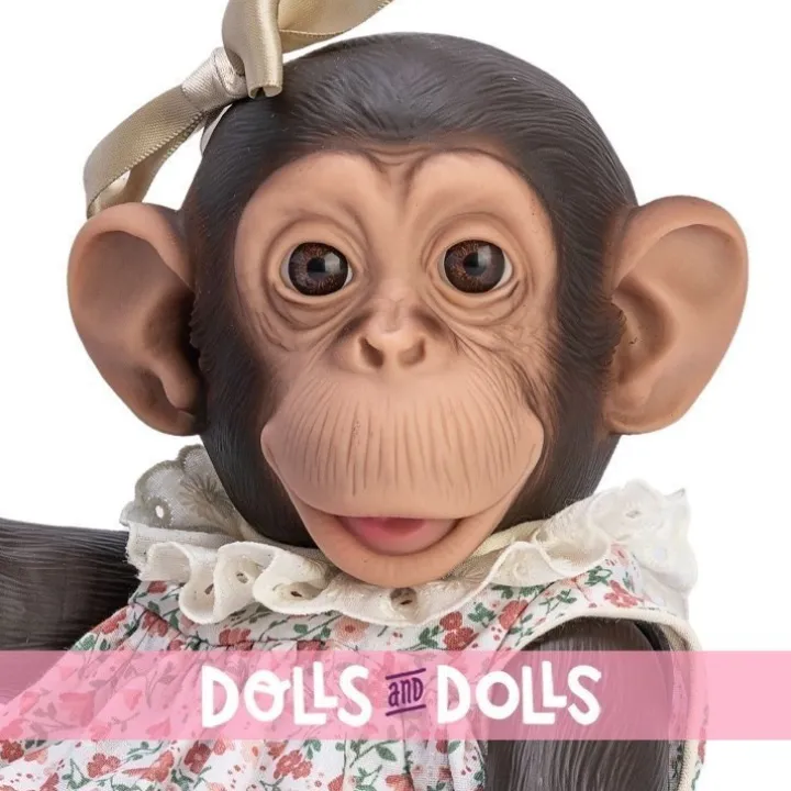 Poupée animalière Así 32 cm - Lola le chimpanzé avec un ensemble de fleurs