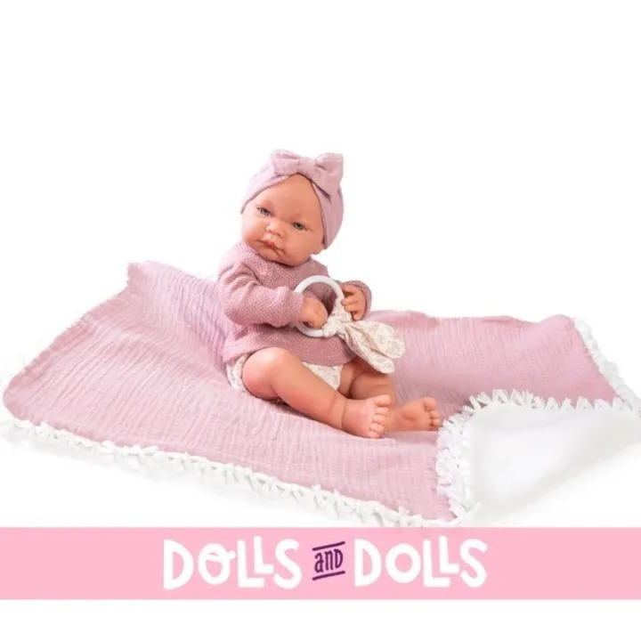 Poupée Antonio Juan 42 cm - Nica nouveau-né avec anneau de dentition et couverture