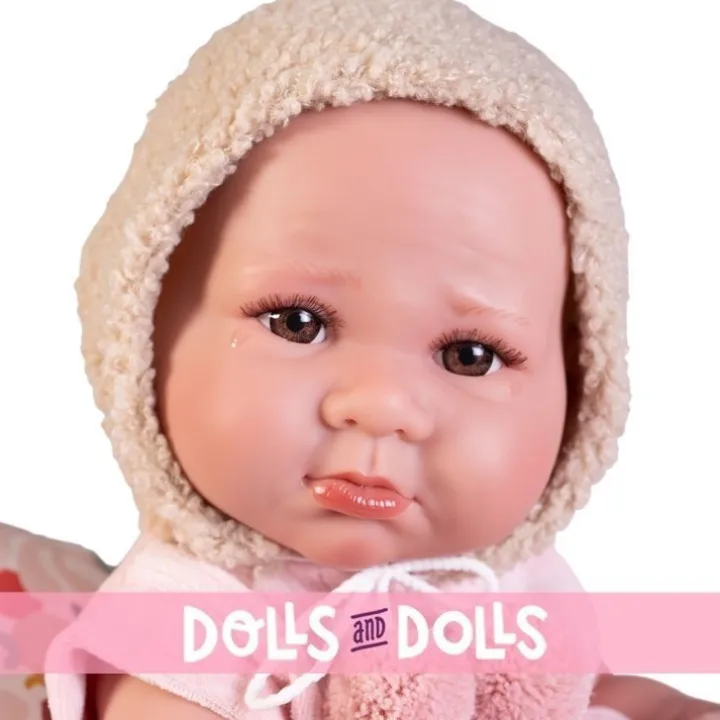 Poupée Antonio Juan 42 cm - Nouveau-né Luca avec un lit en peluche
