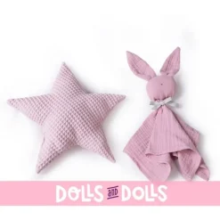 Poupée Antonio Juan 42 cm - Nouveau-né avec dou dou lapin et coussin étoile