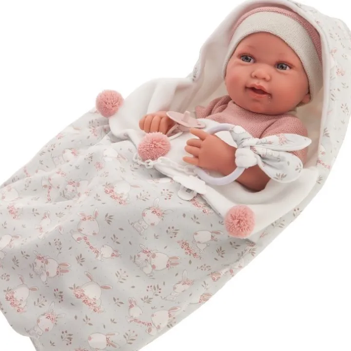 Poupée Antonio Juan 42 cm - Pipa nouveau-né avec sac de couchage lapin
