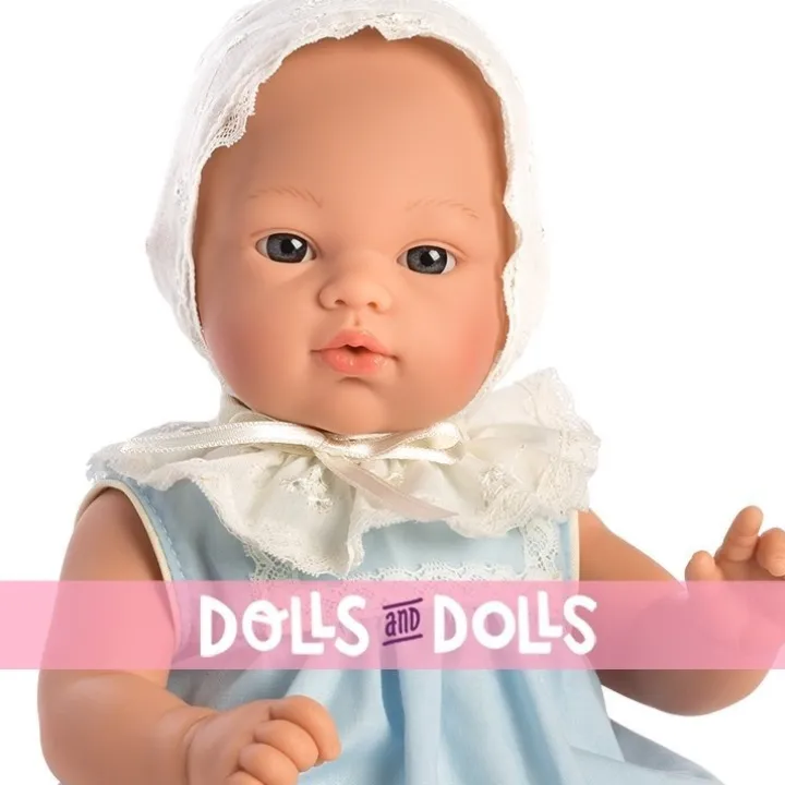 Poupée Así 36 cm - Koke avec barboteuse bleu clair avec capuche brodée beige