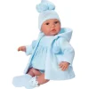 Poupée Así 46 cm - Leo avec barboteuse bleue et duffle coat bleu