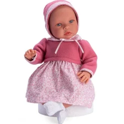 Poupée Así 46 cm - Leo avec robe fleurie rose et plastron fuchsia
