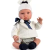 Poupée Así 46 cm - Léo avec bloomer fleurs bleues et pull beige