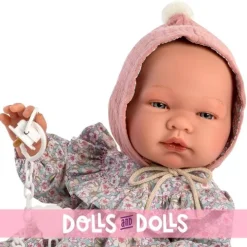 Poupée Así 43 cm - María avec chemise à volants fleuris et bloomer rose