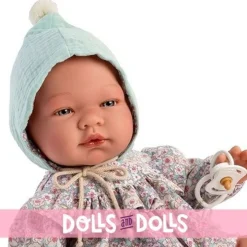 Poupée Así 43 cm - Pablo avec barboteuse à volants fleuris et chapeau vert menthe