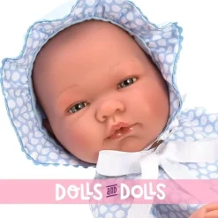 Poupée Así 43 cm - Pablo avec barboteuse en piqué bleu clair avec cercles blancs