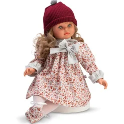 Poupée Así 57 cm - Pepa avec robe à fleurs et chapeau de laine marron