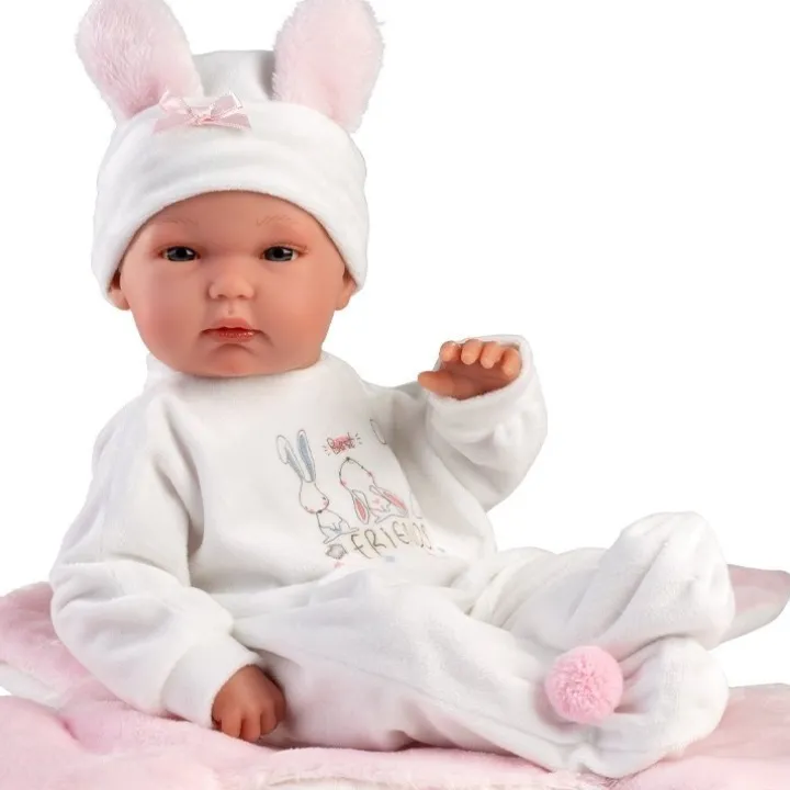Poupée Llorens 35 cm - Bimba avec coussin lapin rose