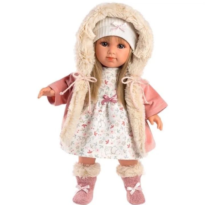 Poupée Llorens 35 cm - Elena avec robe à fleurs et veste à capuche