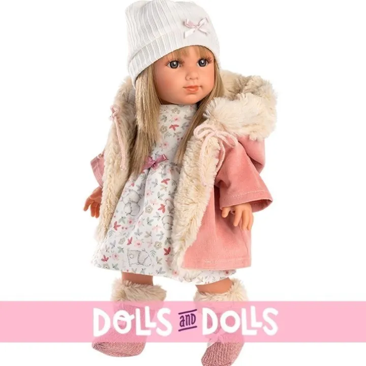 Poupée Llorens 35 cm - Elena avec robe à fleurs et veste à capuche