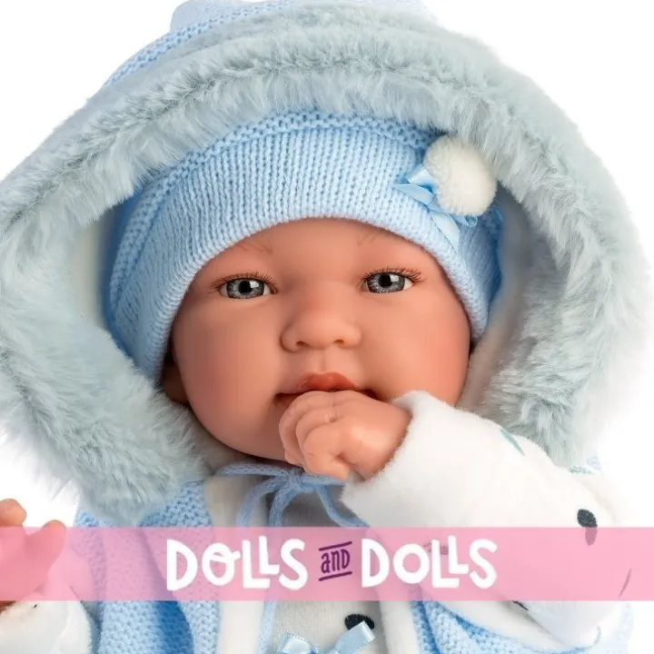 Poupée Llorens 44 cm - Newborn Crying Tino avec capuche