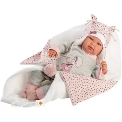 Poupée Llorens 44 cm - Nouveau-né en pleurs Tina avec matelas à langer
