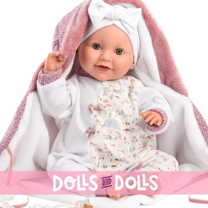 Poupée Llorens 40 cm - Nouveau-né Heidi crybaby avec couverture