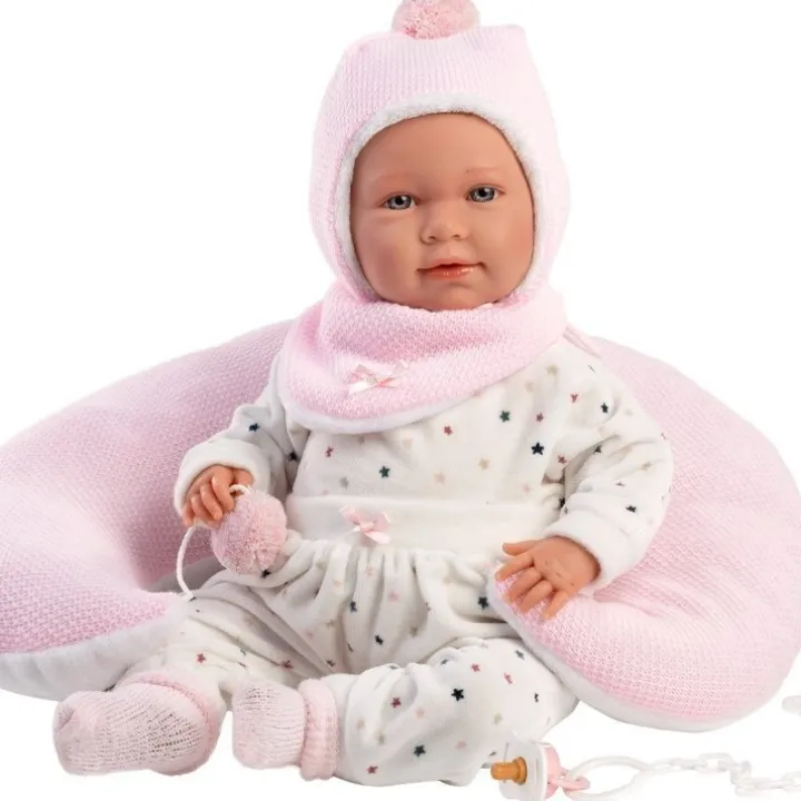 Poupée Llorens 40 cm - Nouveau-né Mimi crybaby avec coussin lune rose