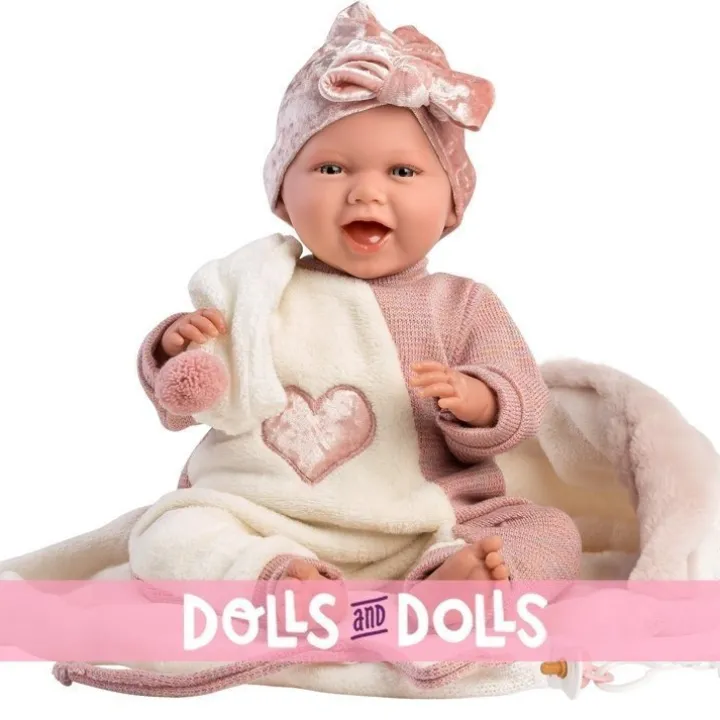Poupée Llorens 42 cm - Nouveau-né Mimi Smiles avec couverture