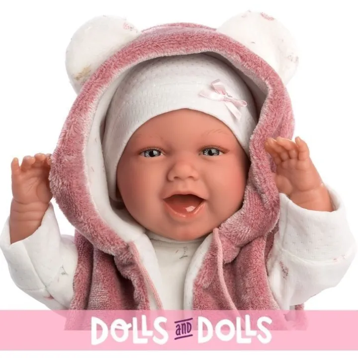 Poupée Llorens 42 cm - Nouveau-né Mimi Smiles avec veste rose