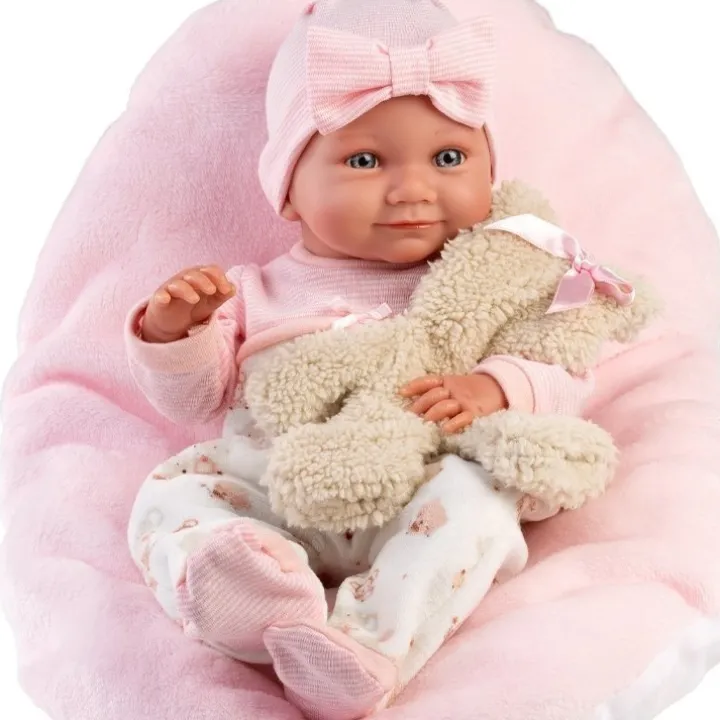 Poupée Llorens 40 cm - Nouveau-né Nica con cojín rosa con osito