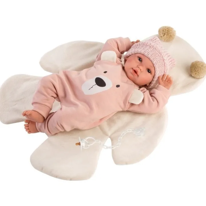 Poupée Llorens 36 cm - Ours rose qui pleure nouveau-né