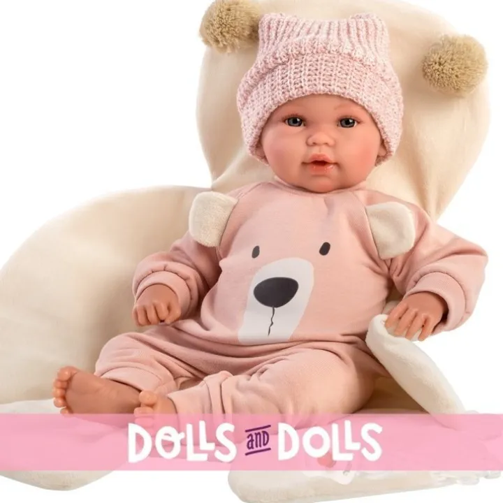 Poupée Llorens 36 cm - Ours rose qui pleure nouveau-né