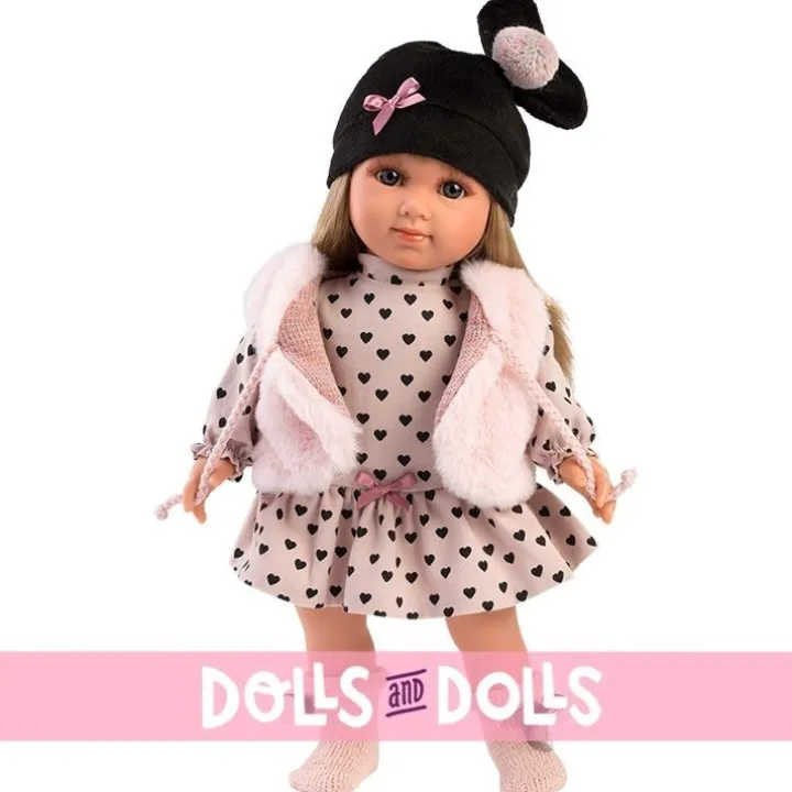 Poupée Llorens 35 cm - Robe et gilet Elena avec des coeurs