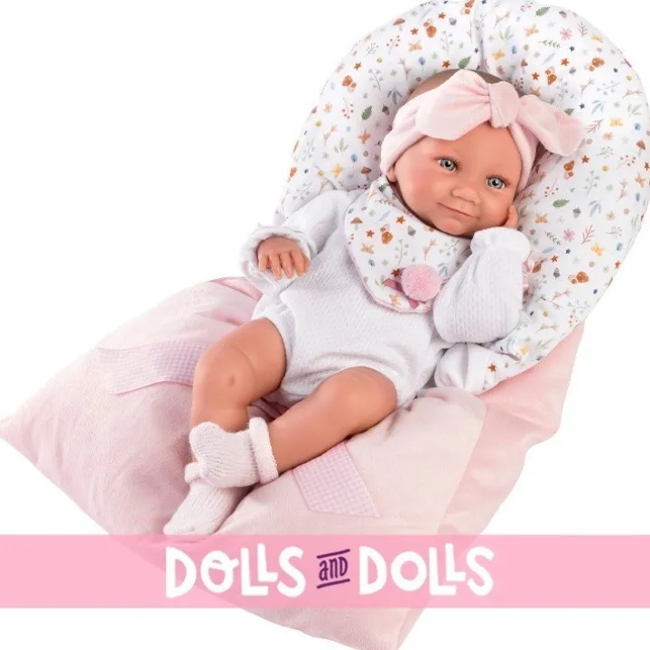 Poupée Llorens 40 cm - Tina nouveau-né avec un sac de couchage rose