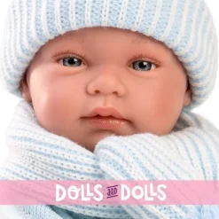 Poupée Llorens 43 cm - Tino nouveau-né avec toquilla bambi bleu clair