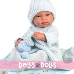 Poupée Llorens 43 cm - Tino nouveau-né avec toquilla bambi bleu clair