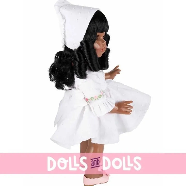 Poupée Mariquita Pérez 50 cm - Afro-américaine en robe blanche