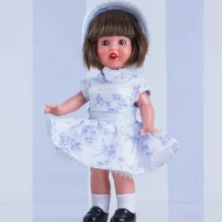Poupée Mini Mariquita Pérez 21 cm - Avec robe blanche à fleurs bleu clair