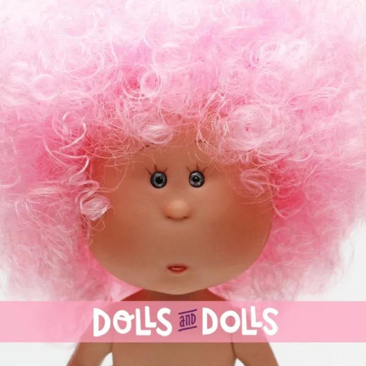 Poupée Nines d'Onil 23 cm - Little Mia aux cheveux bouclés roses - Sans vêtements