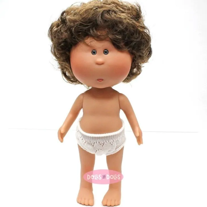 Poupée Nines d'Onil 23 cm - Little Mio aux cheveux bruns ondulés - Sans vêtements