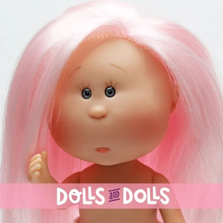 Poupée Nines d'Onil 23 cm - Little Mia avec des cheveux roses et lisses - Sans vêtements