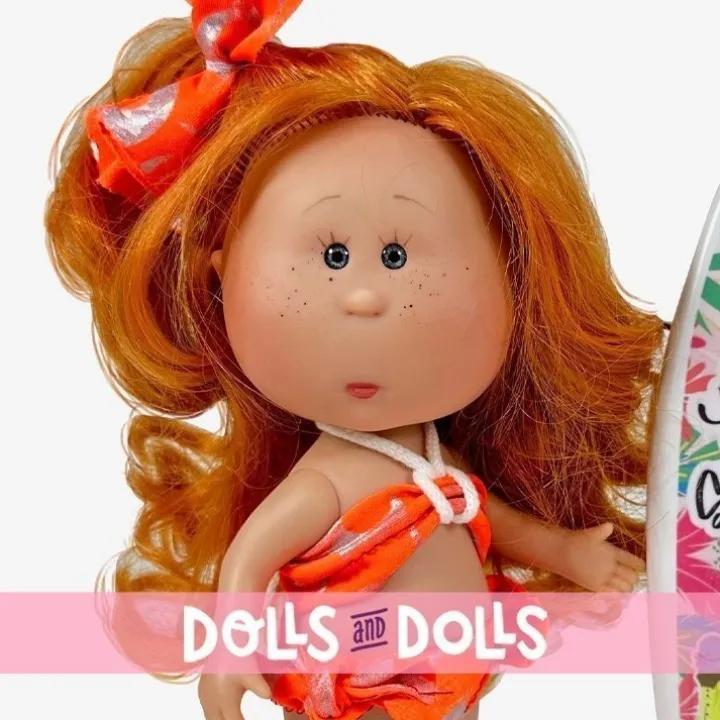 Poupée Nines d'Onil 23 cm - Little Mia summer avec cheveux roux, ruban et un maillot de bain