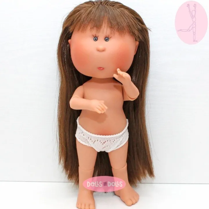Poupée Nines d'Onil 30 cm - Mia ARTICULÉE - Mia brune avec des cheveux raides - Sans vêtements