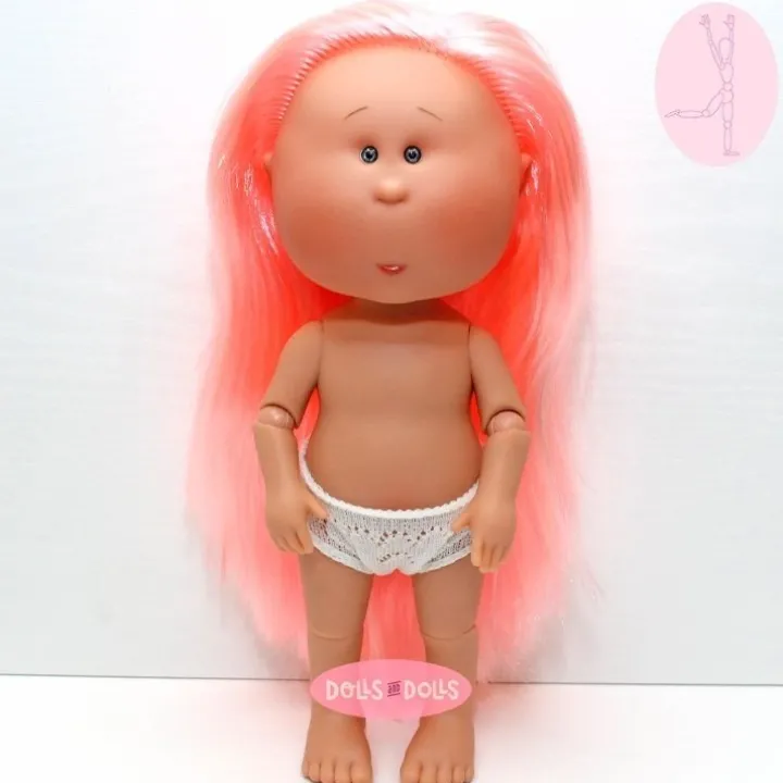 Poupée Nines d'Onil 30 cm - Mia ARTICULÉE - Mia avec des cheveux raides roses - Sans vêtements